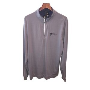 FootJoy 1/4 Zip Pullover Mens Large Navy White Stripe Belle Fourche Country Club